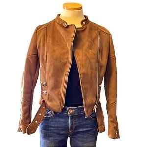 Zara Suede Biker Belted Short Jacket, XS